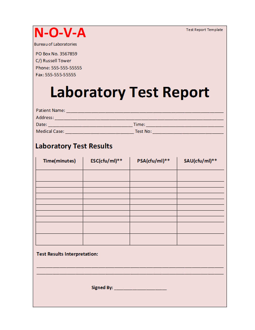 Laboratory Test Report Template Within Weekly Test Report Template