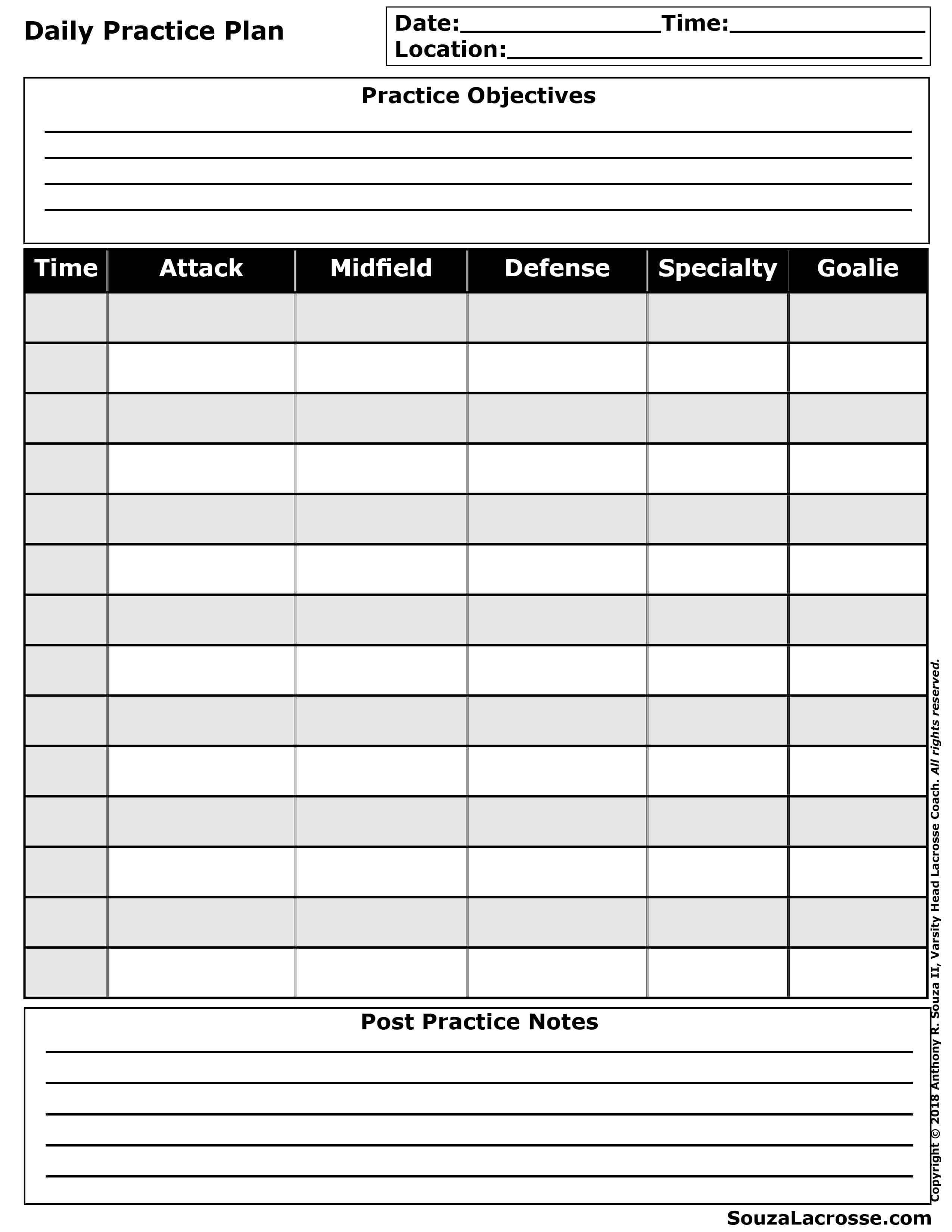 Lacrosse Coaching Organizational Pdf's – Souza Lacrosse In Coaches Report Template