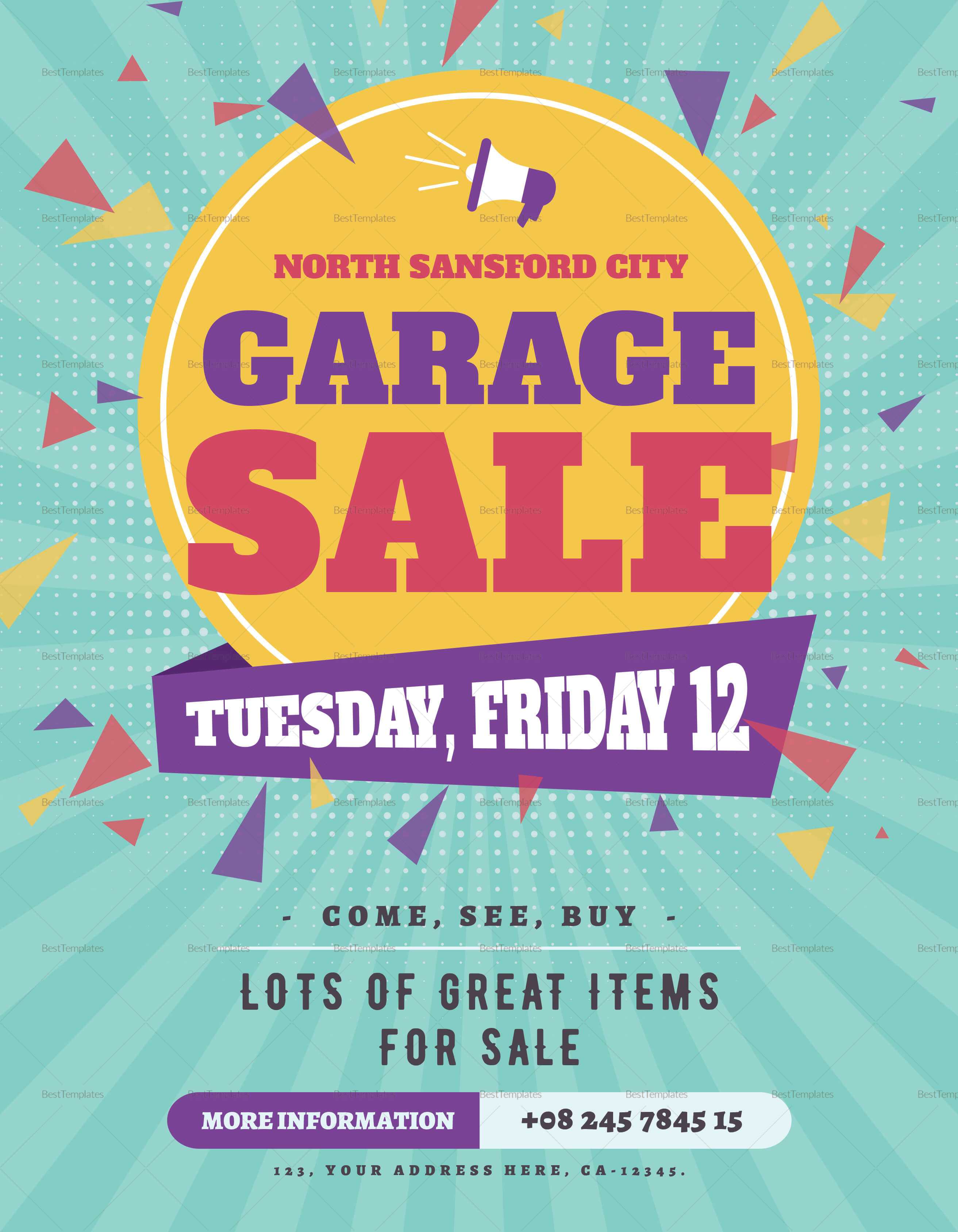 Large Garage Sale Flyer Template For Yard Sale Flyer Template Word