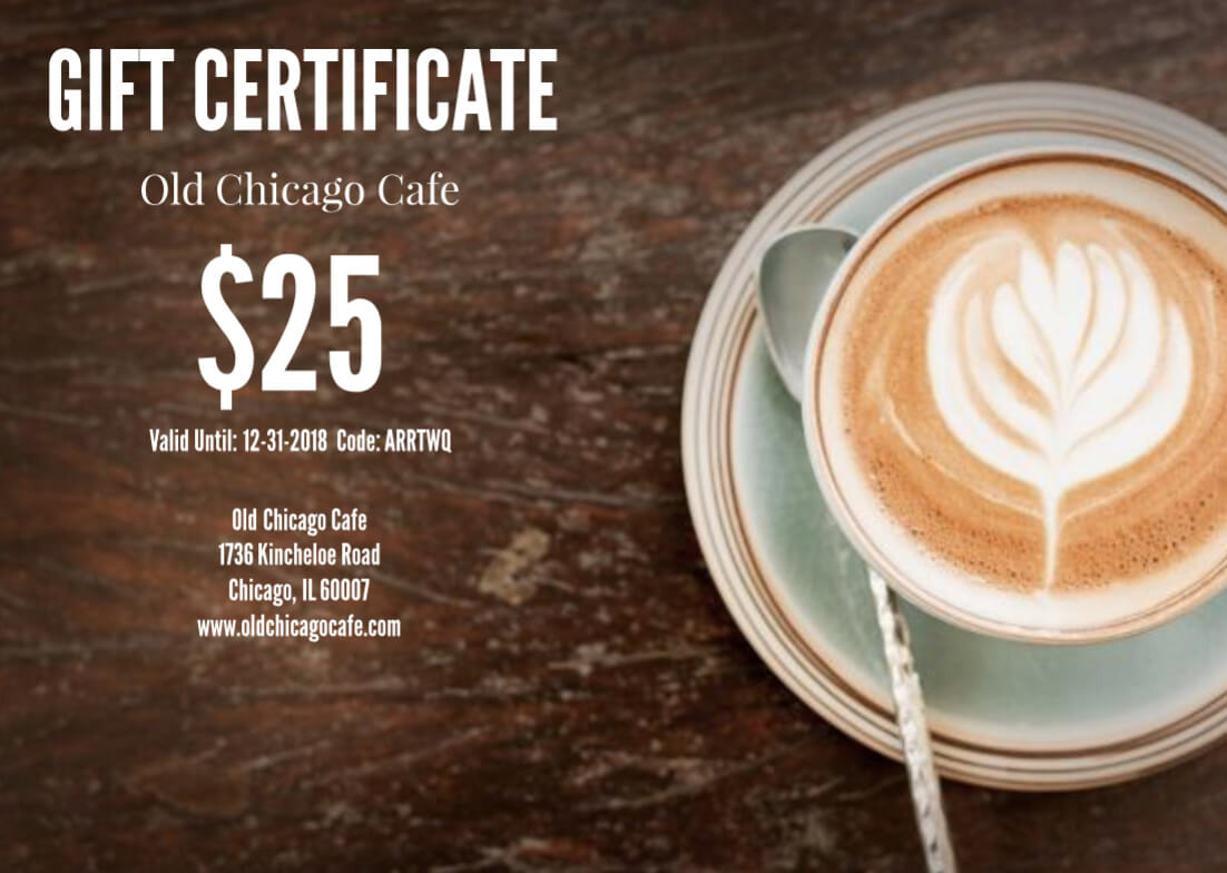 Latte Restaurant Gift Certificate Template | Free Branding Regarding Restaurant Gift Certificate Template