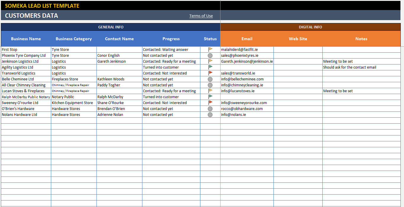 Lead List Template With Sales Lead Report Template