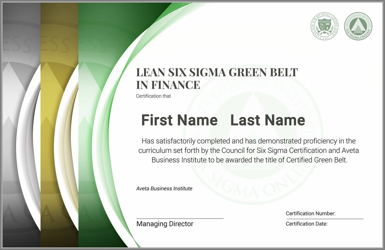 Lean Six Sigma Green Belt Certification In Finance With Green Belt Certificate Template