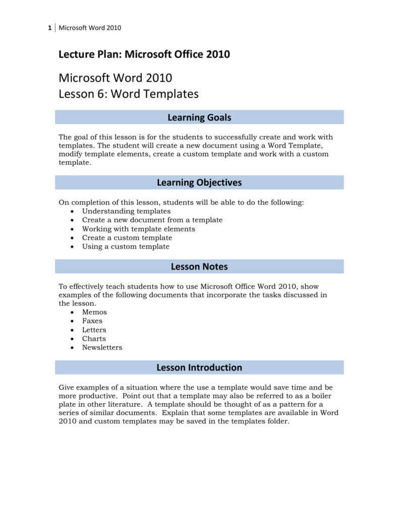 Lesson 6: Word Templates Intended For Word 2010 Template Location