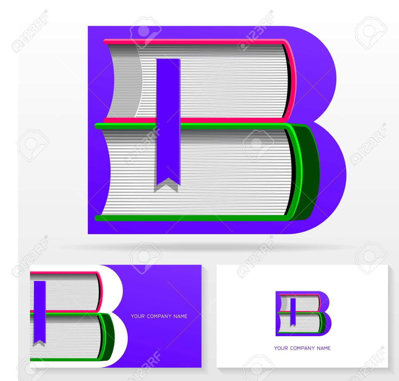 Letter B Logo Design Template. Letter B Made Of Books. Colorful.. Pertaining To Library Catalog Card Template