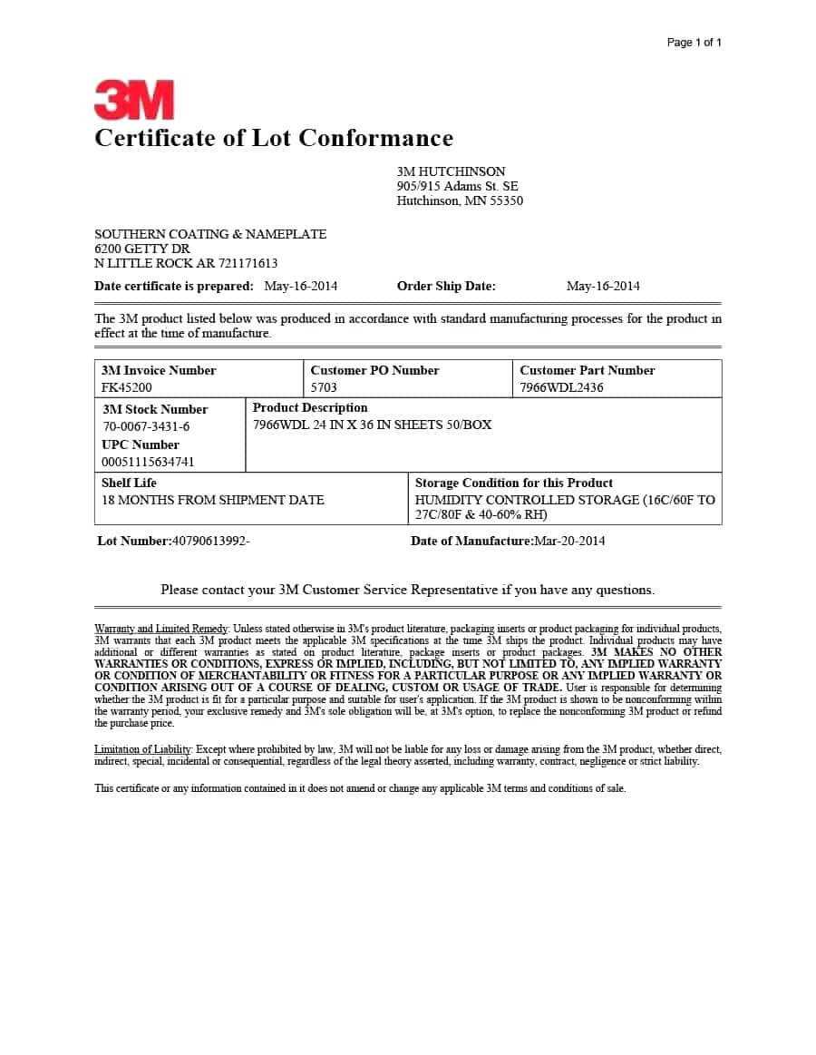 Letter Of Conformity Template Pertaining To Certificate Of Conformity Template