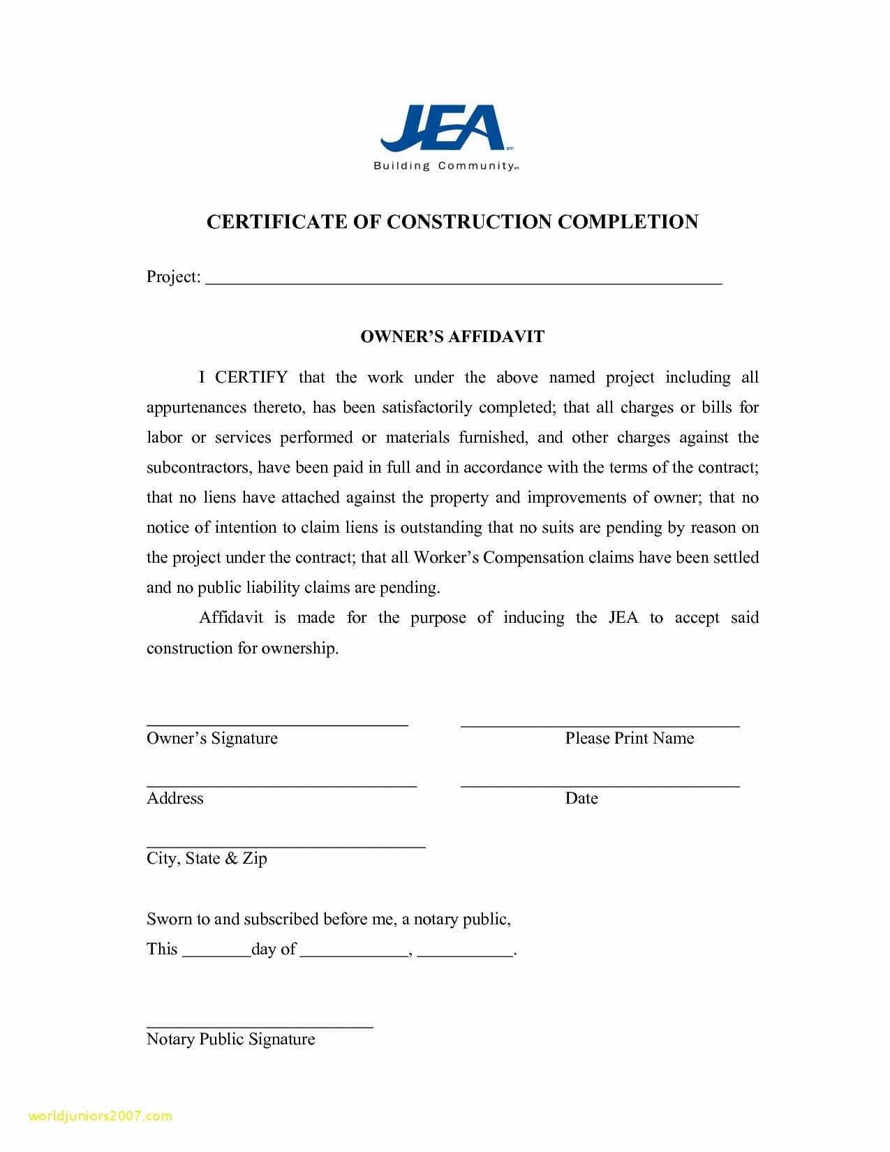 Letter Of Substantial Completion Template Examples | Letter Intended For Jct Practical Completion Certificate Template