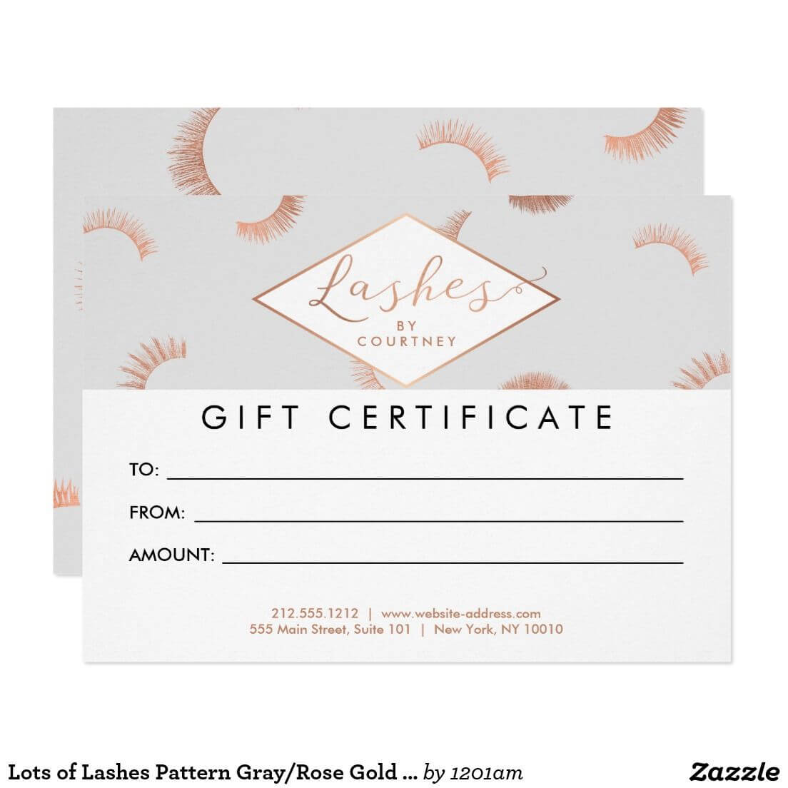 Lots Of Lashes Pattern Gray/rose Gold Gift Card | Zazzle For Nail Gift Certificate Template Free