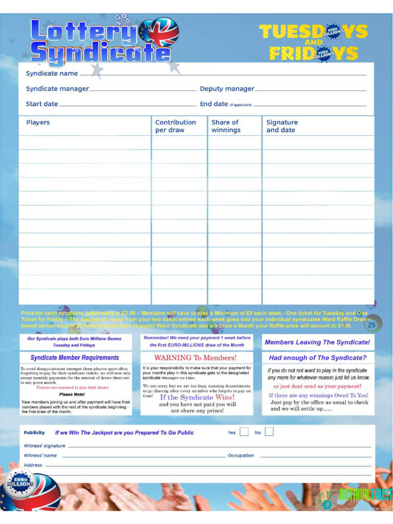 Lottery Syndicate Agreement Form – 6 Free Templates In Pdf Inside Lottery Syndicate Agreement Template Word