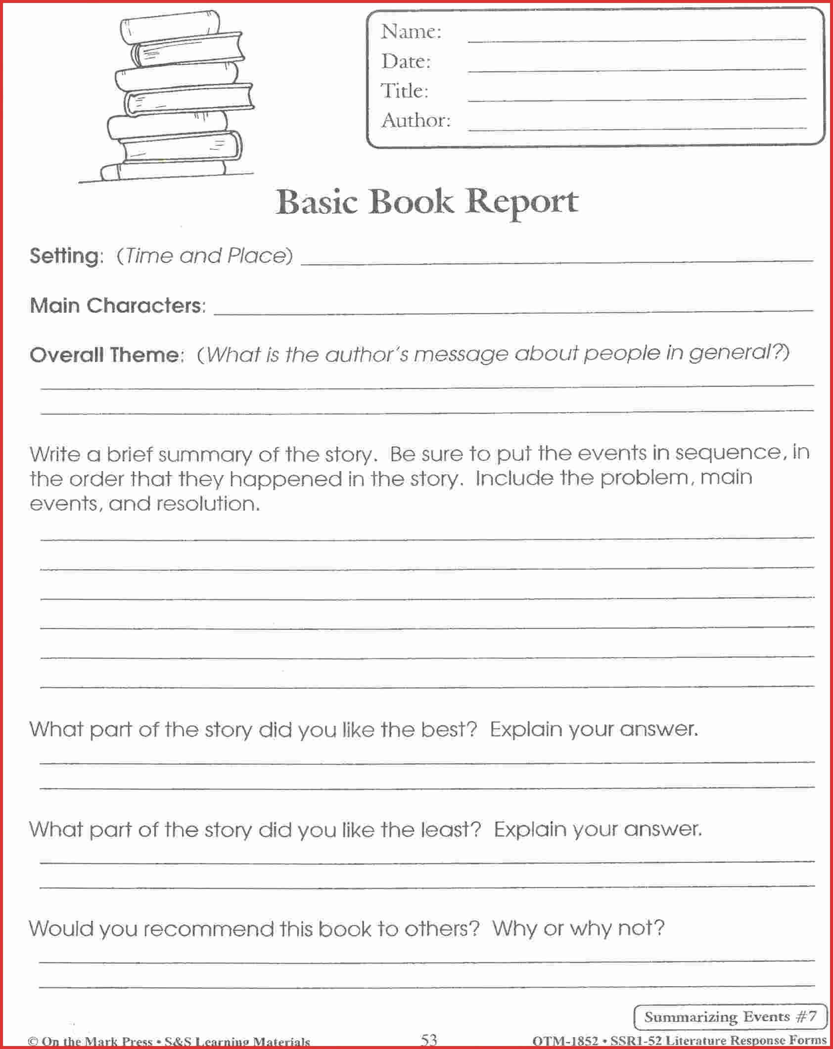 Lovely 4Th Grade Book Report Template | Job Latter For Story Report Template