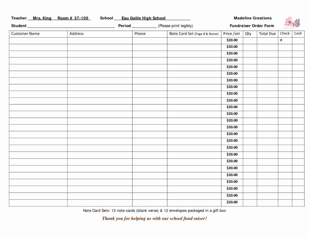 Lovely Candle Order Form Template Fundraising 3 10 From 42 With Blank Fundraiser Order Form Template