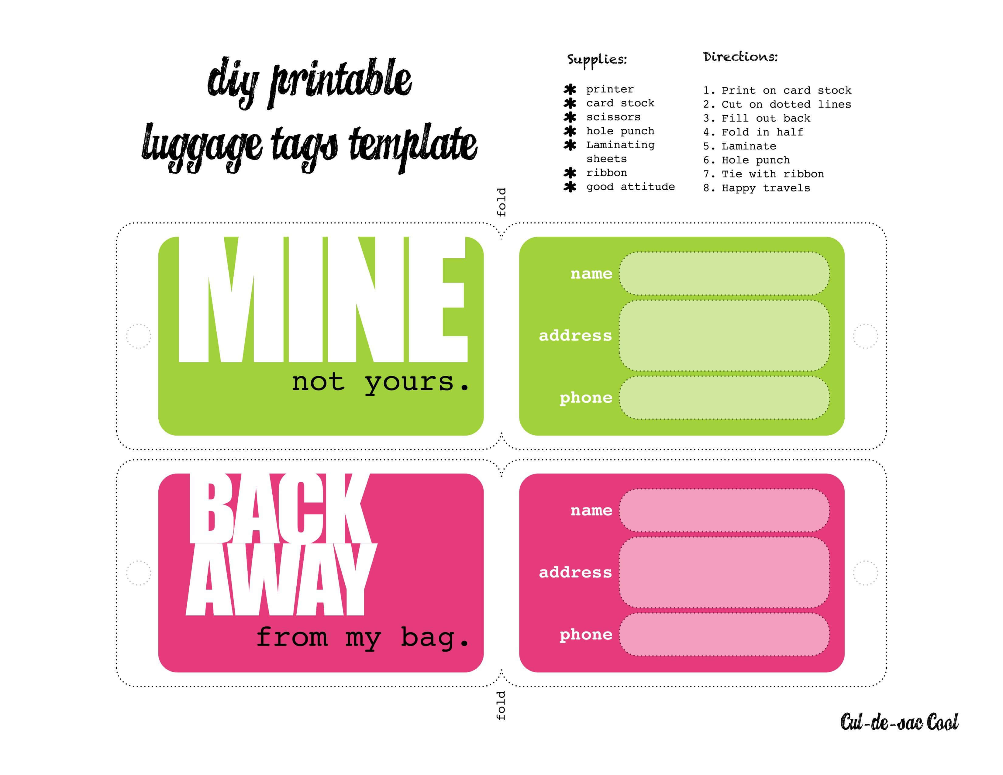 Luggage Tags Template | Luggage Tag Template, Label With Luggage Tag Template Word