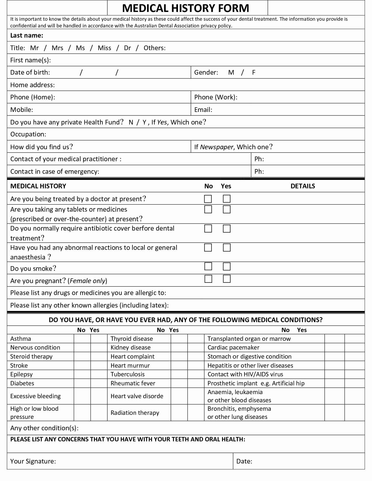 Luxury 67 Medical History Forms [Word Pdf] Printable With Regard To Medical History Template Word