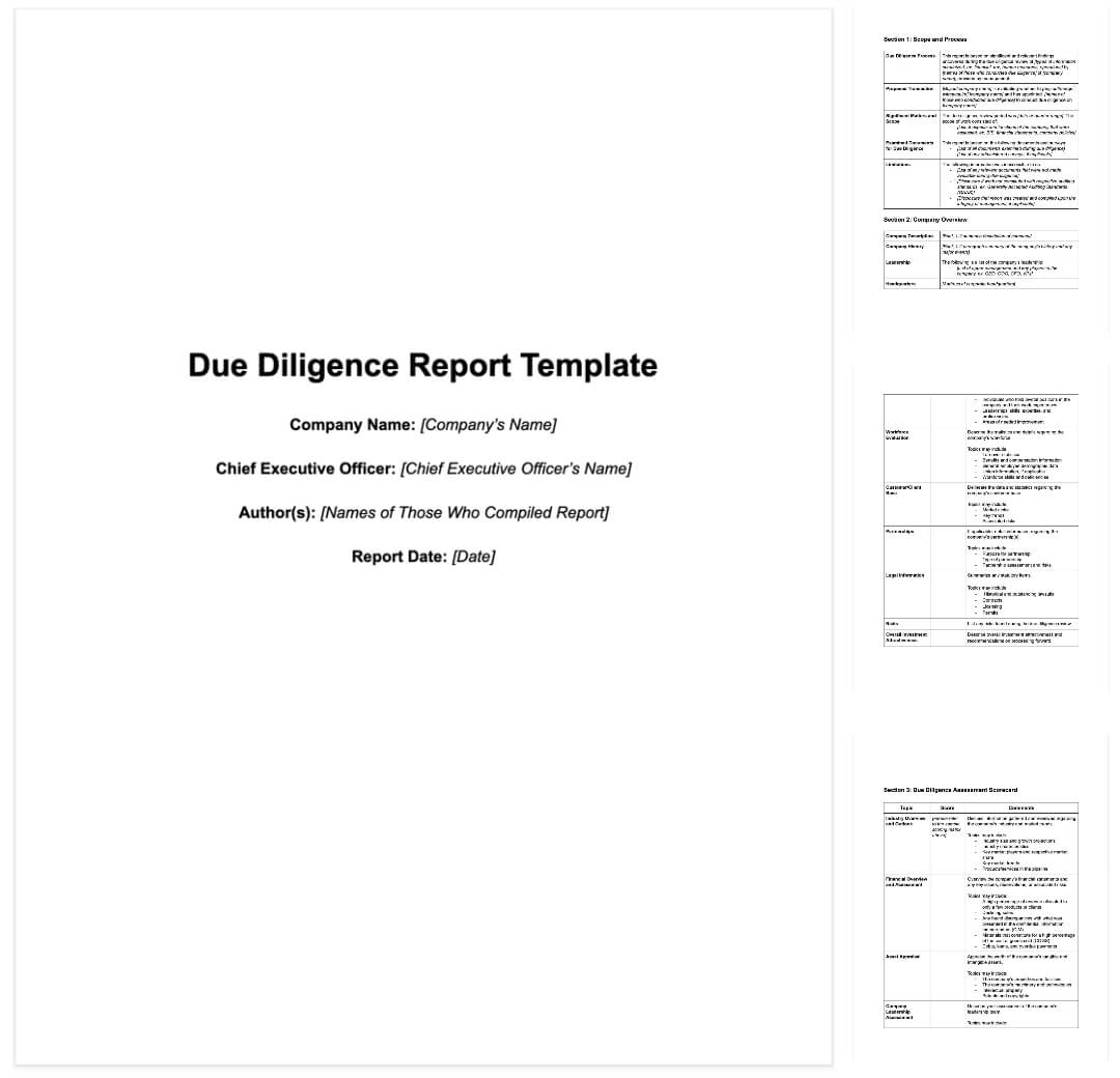 M&a Due Diligence Report [Sample Template + Excel Checklist] Throughout Vendor Due Diligence Report Template