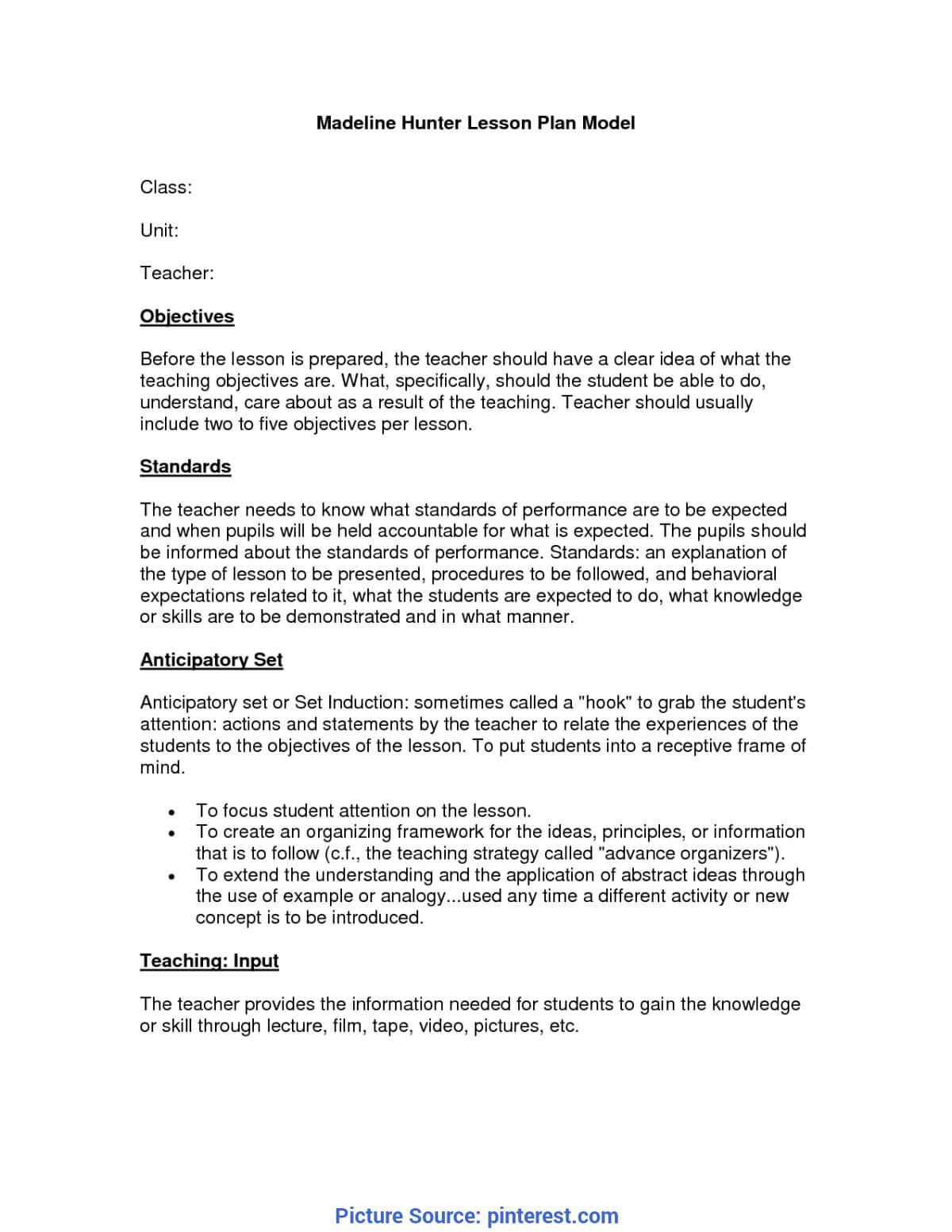 Madeline Hunter Lesson Plan Template Word – Tosya.magdalene For Madeline Hunter Lesson Plan Blank Template