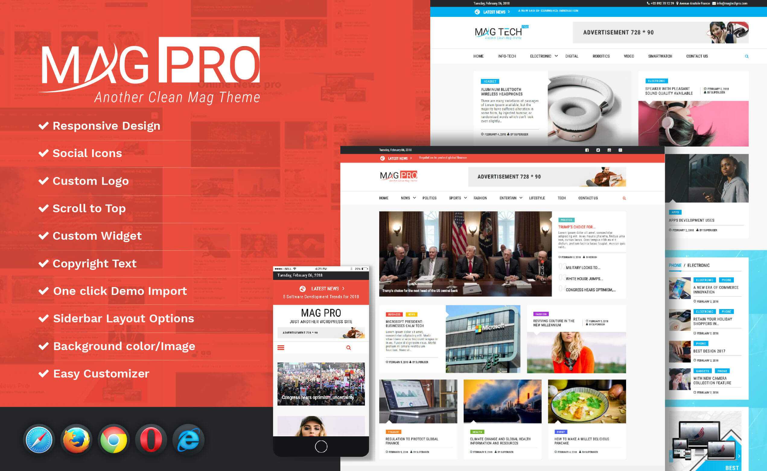 Mag Pro  Perfect WordPress Online Magazine Theme Regarding Magazine Ad Template Word