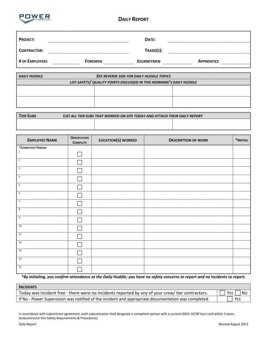 Magnificent Construction Daily Log Template Ideas Form Pdf With Regard To Superintendent Daily Report Template