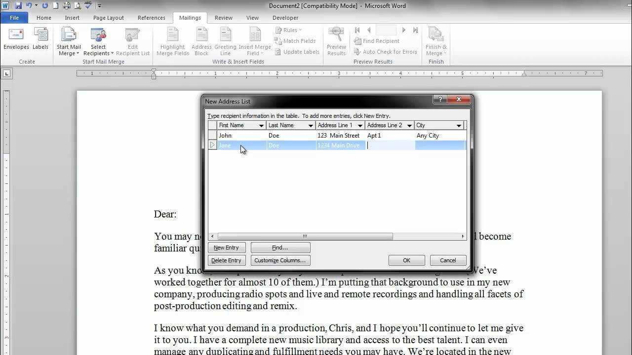 Mail Merge In Microsoft Word 2010 – For Beginners Pertaining To How To Create A Mail Merge Template In Word 2010