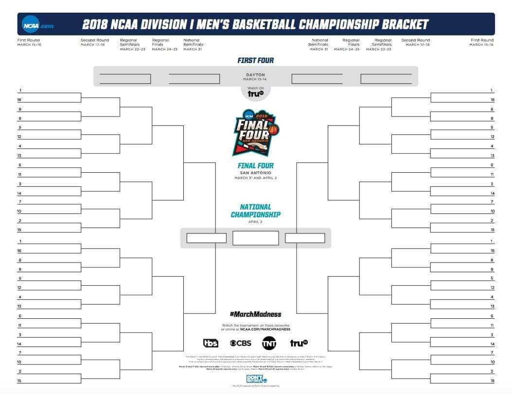 March Madness Bracket 2018: Official And Printable .pdf For Regarding Blank March Madness Bracket Template