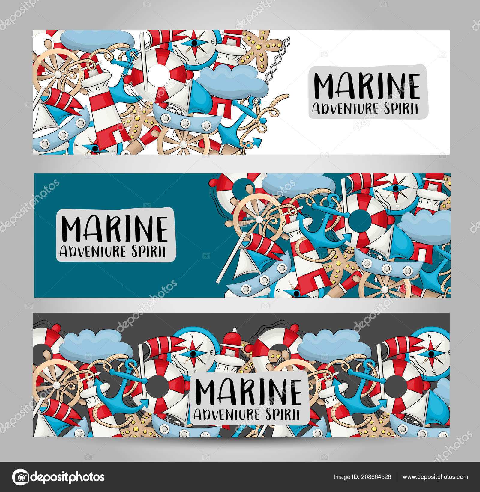 Marine Nautical Travel Concept Horizontal Banner Template Regarding Nautical Banner Template