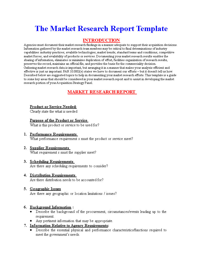 Market Research Report Format | Templates At In Market Research Report Template