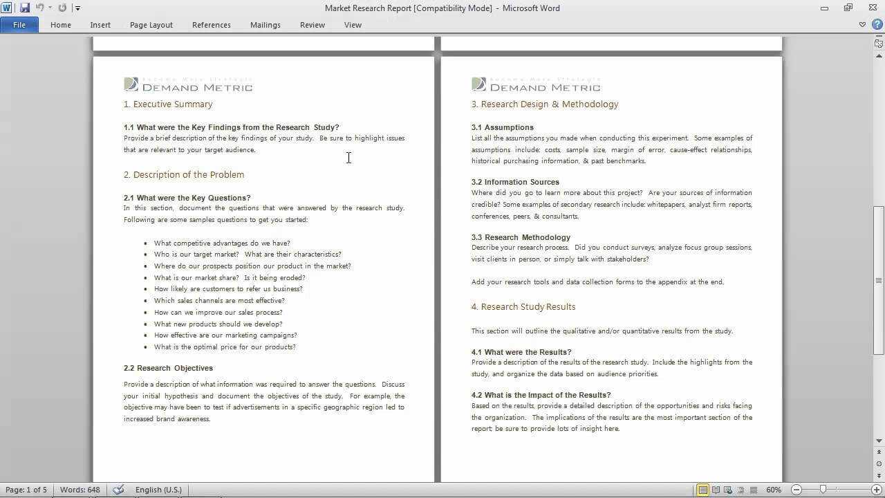 Market Research Report Template For Research Report Sample Template