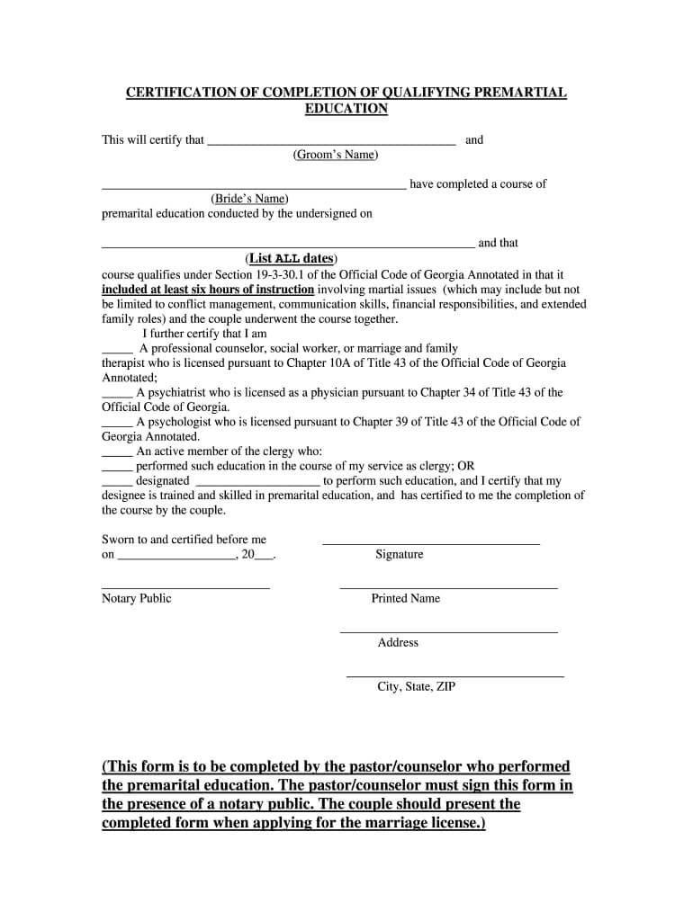 Marriage Counseling Certificate Template - Fill Online Throughout Premarital Counseling Certificate Of Completion Template