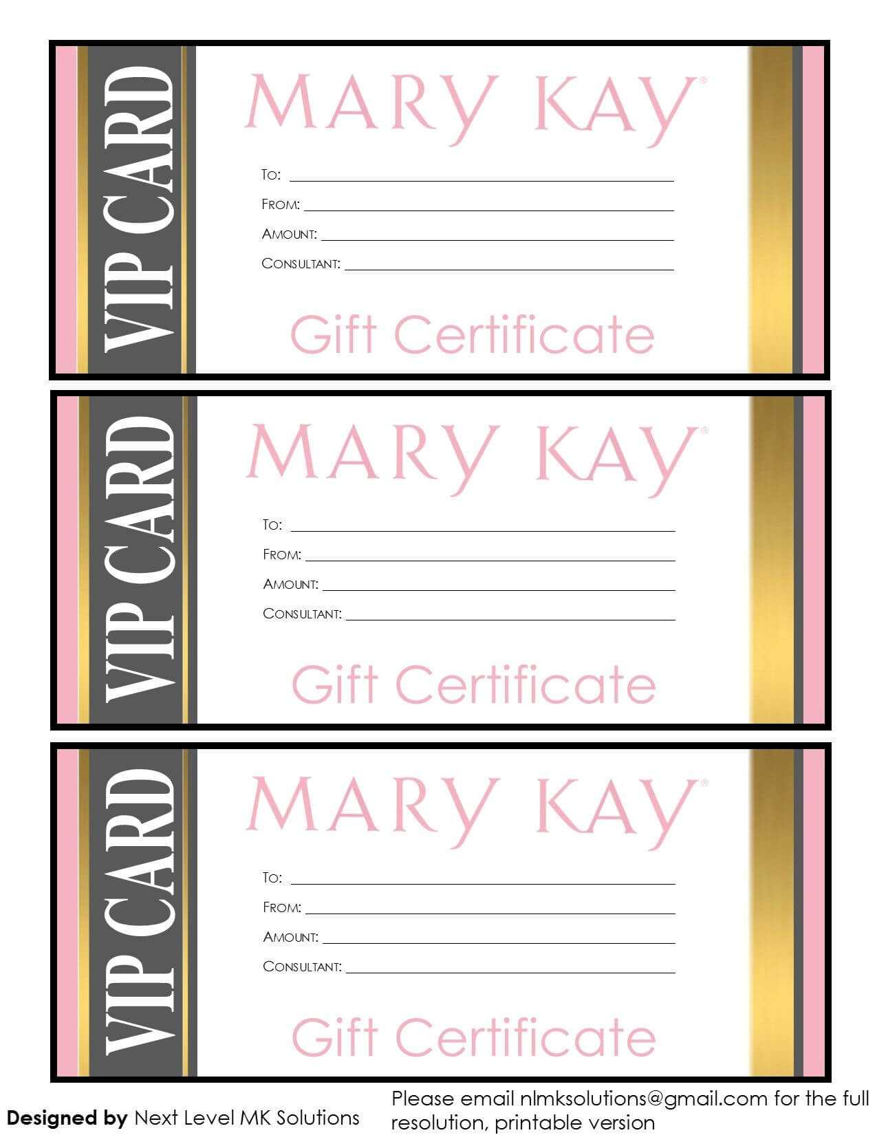 Mary Kay Gift Certificates – Please Email For The Full Pdf With Mary Kay Gift Certificate Template