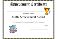 Math Achievement Award Printable Certificate Pdf | Math with Classroom Certificates Templates
