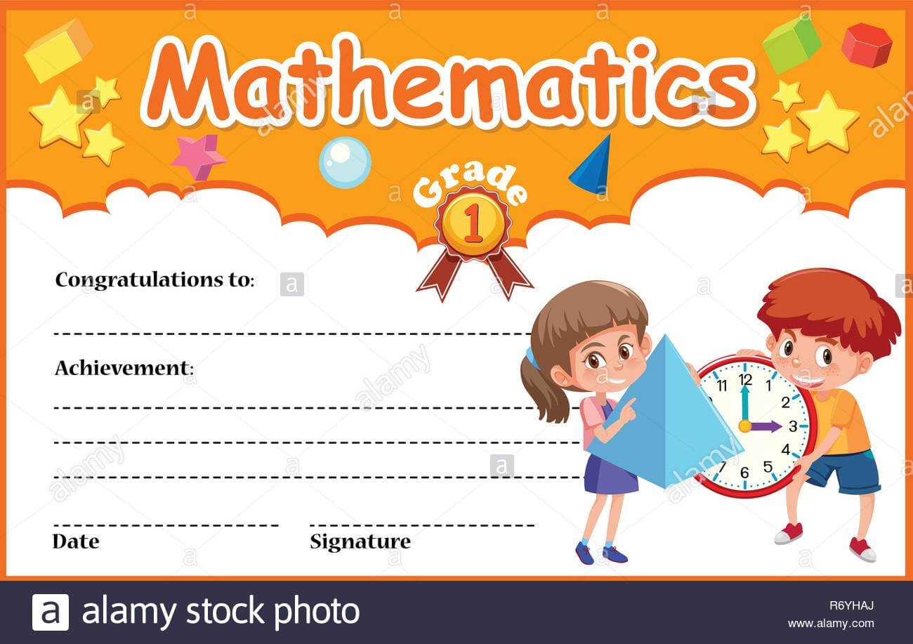 Mathematics Diploma Certificate Template Illustration Stock Intended For Math Certificate Template