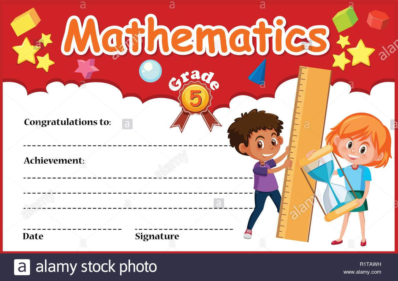 Mathematics Diploma Certificate Template Illustration Stock With Math Certificate Template