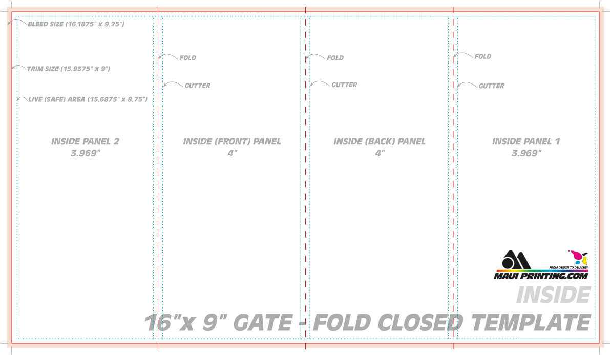 Maui Printing Company Inc 16 9 Gate Fold Brochure 4 Template For Quad Fold Brochure Template