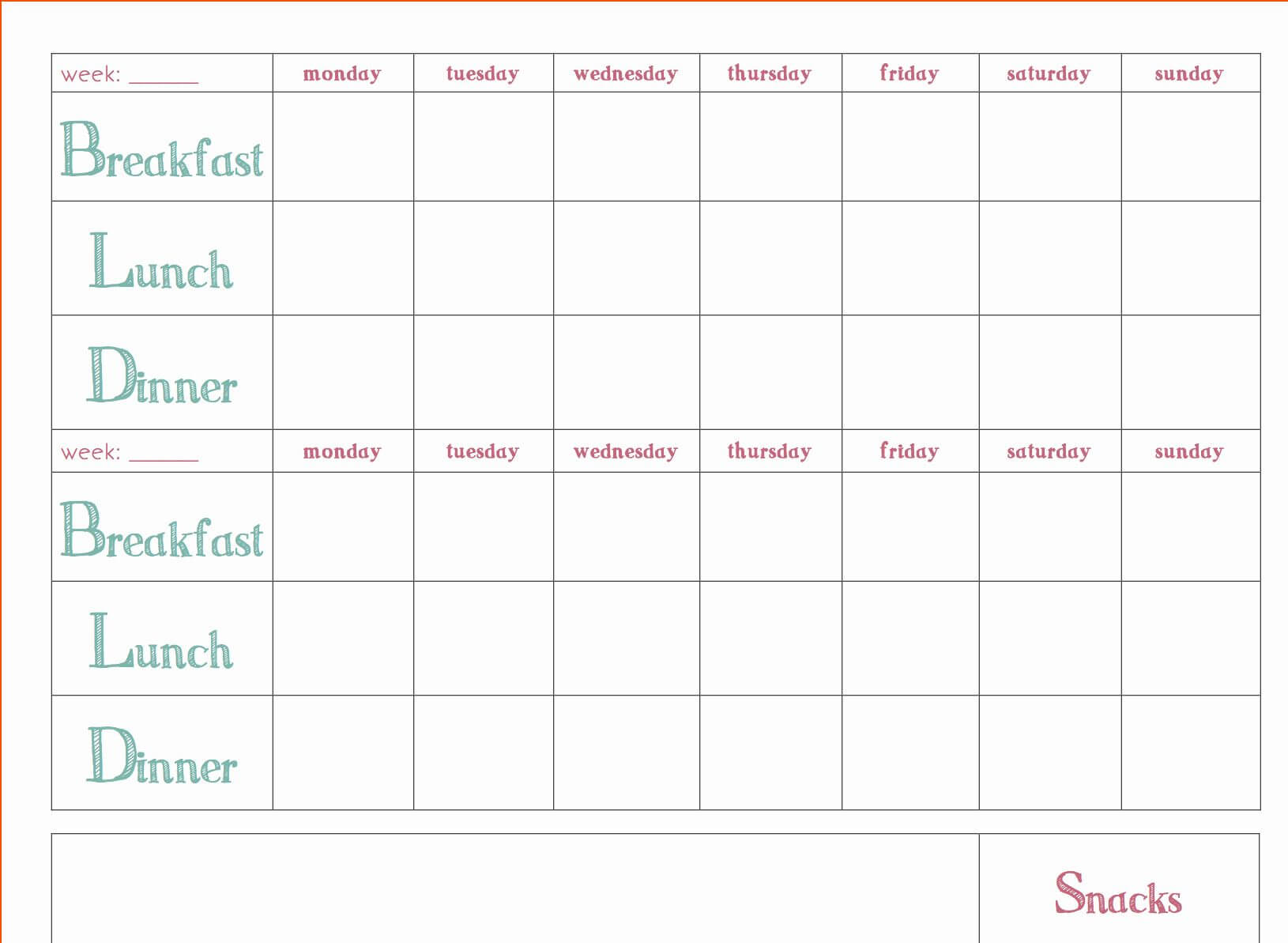 Meal Plan Template Word Unique Free Download Weekly Meal Within Meal Plan Template Word
