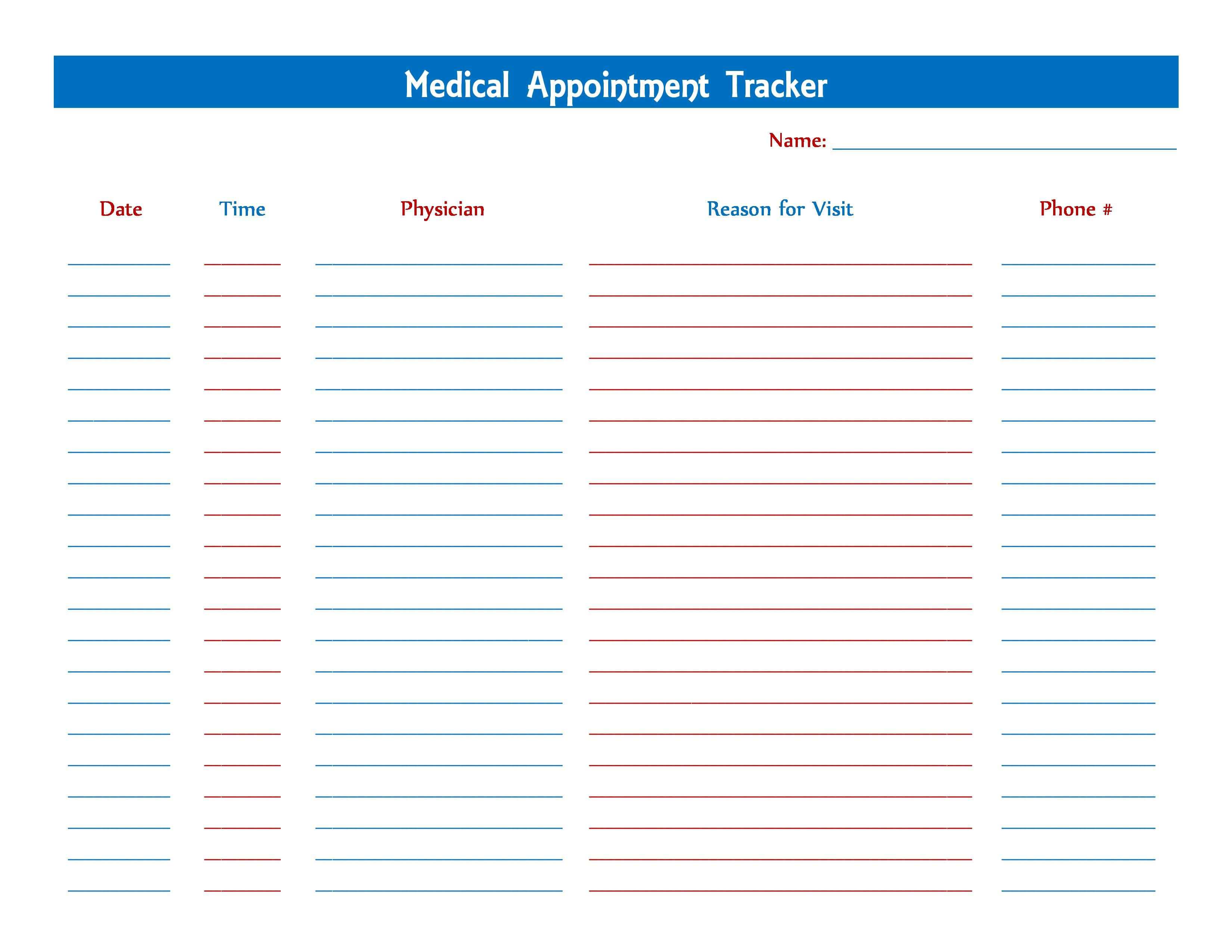 Medical Appointment Tracker | Medical Help, Medical, Getting Regarding Medical Appointment Card Template Free