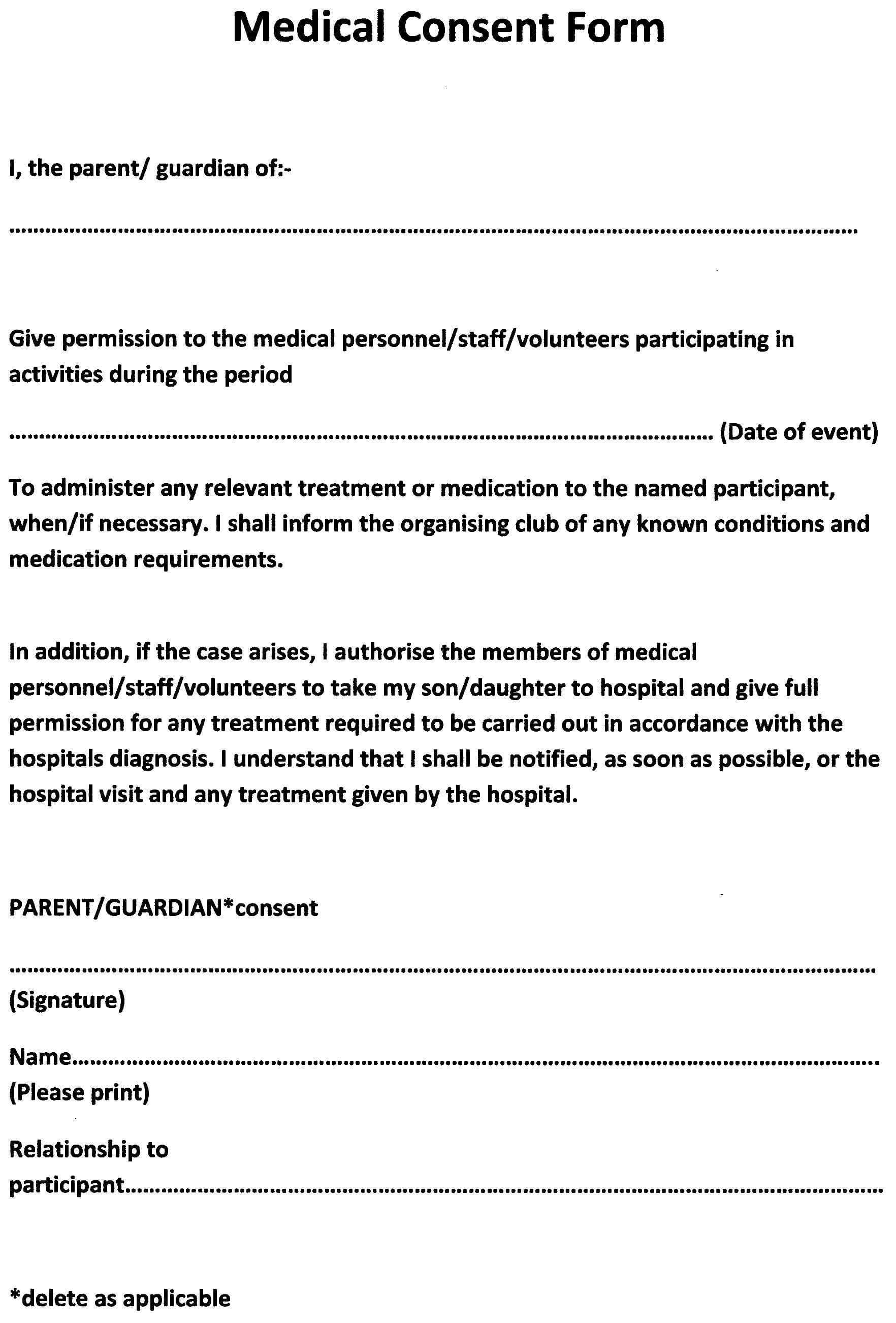 Medical Consent Form #medical #consent #form | Sample Forms Pertaining To Medical Legal Report Template
