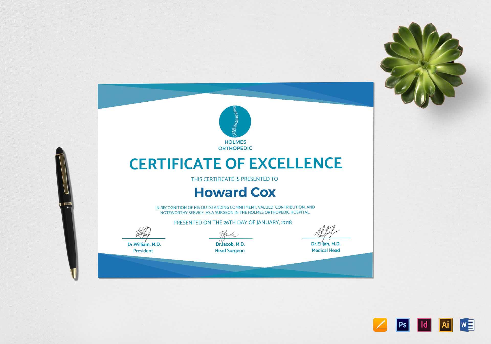 Medical Excellence Certificate Template Intended For Indesign Certificate Template