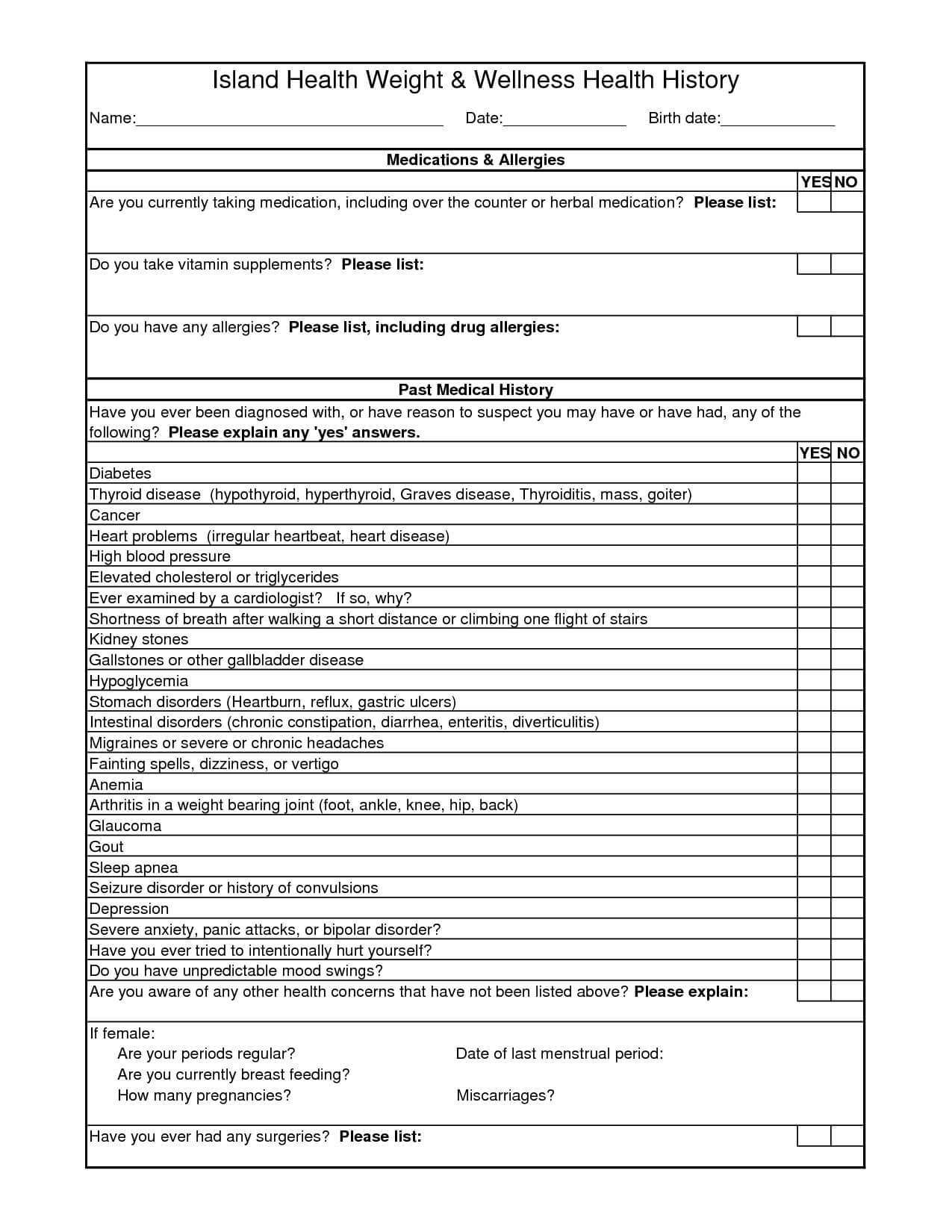 Medical History Template Word – Yupar.magdalene Project With Medical History Template Word