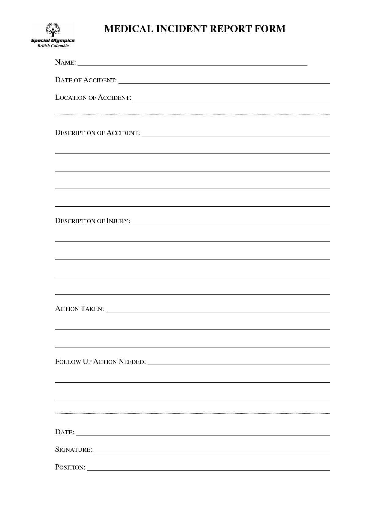 Medical Incident Report Form Template Intended For Office Incident Report Template