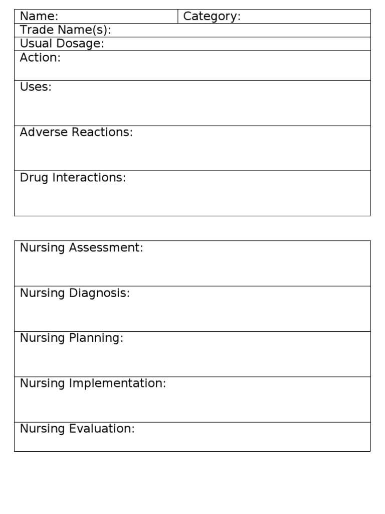 Medication Card Template Wallet For Nursing Students Drug Regarding Pharmacology Drug Card Template