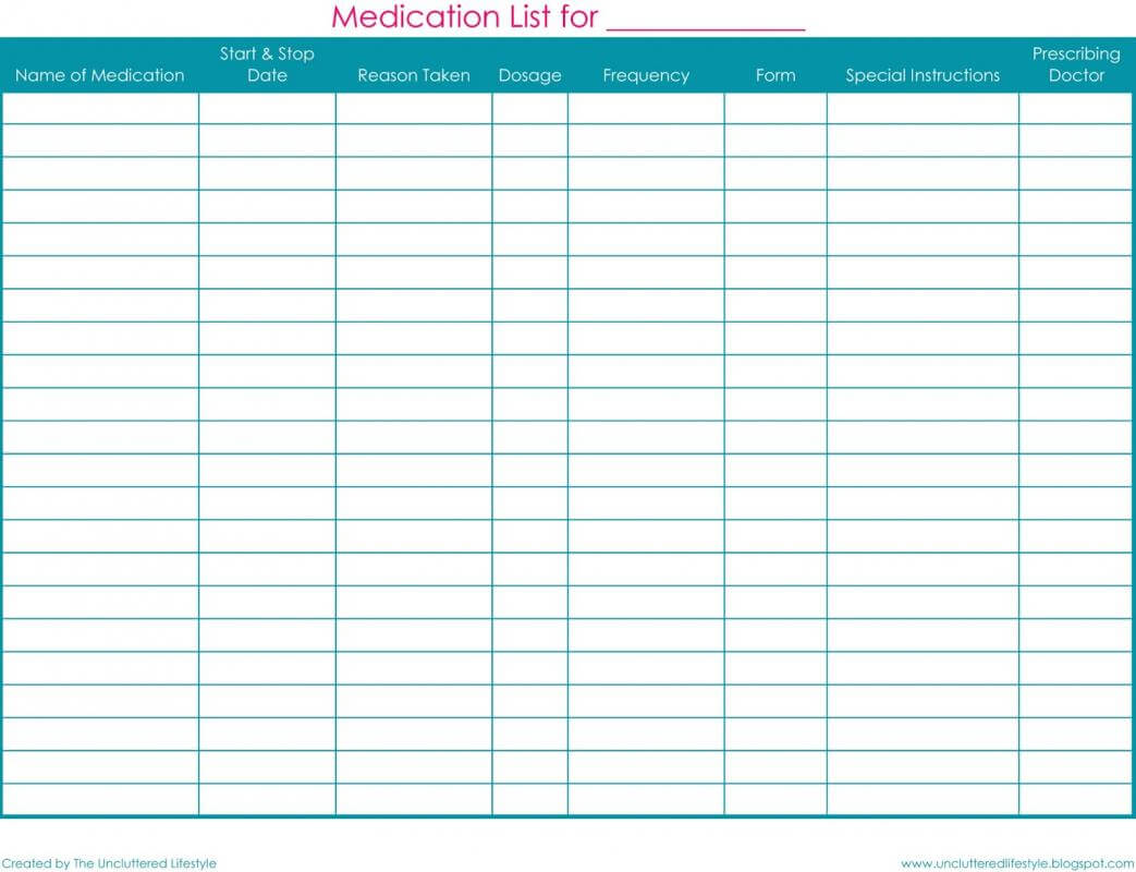 Medication List Template | Template Business Regarding Blank Medication List Templates
