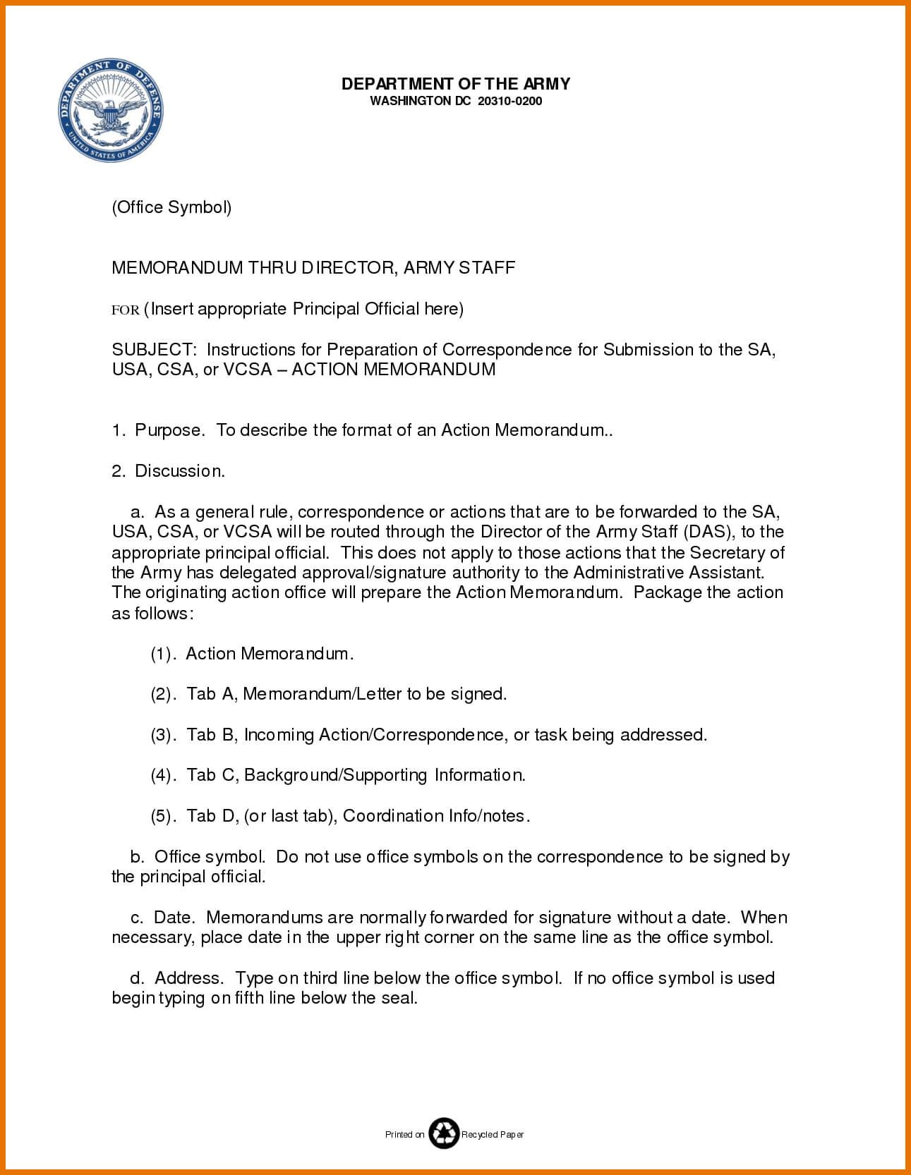 Memo Template Army | Free Resume Example For Army Memorandum Template Word