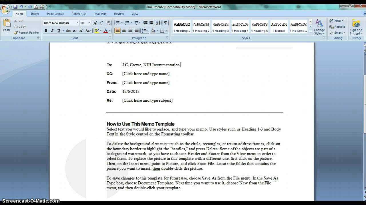 Memo Template Inside Memo Template Word 2010