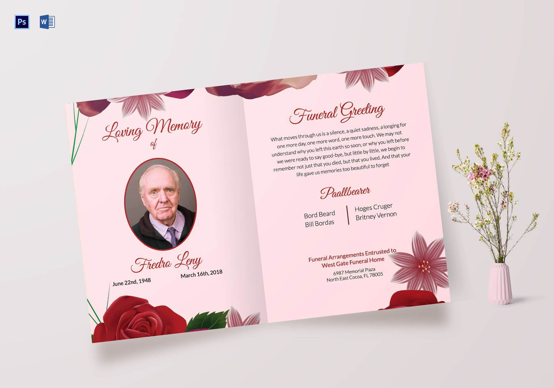 Memorable Funeral Greeting Card Within Memorial Card Template Word