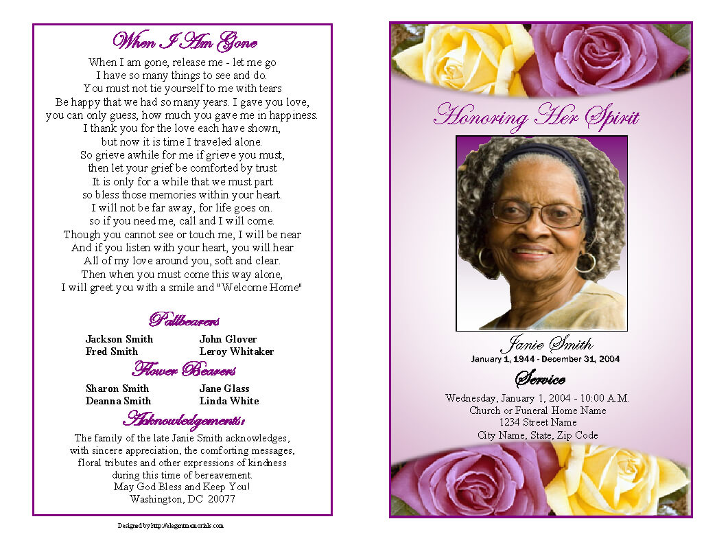 Memorial Service Programs Sample | Choose From A Variety Of For Memorial Card Template Word