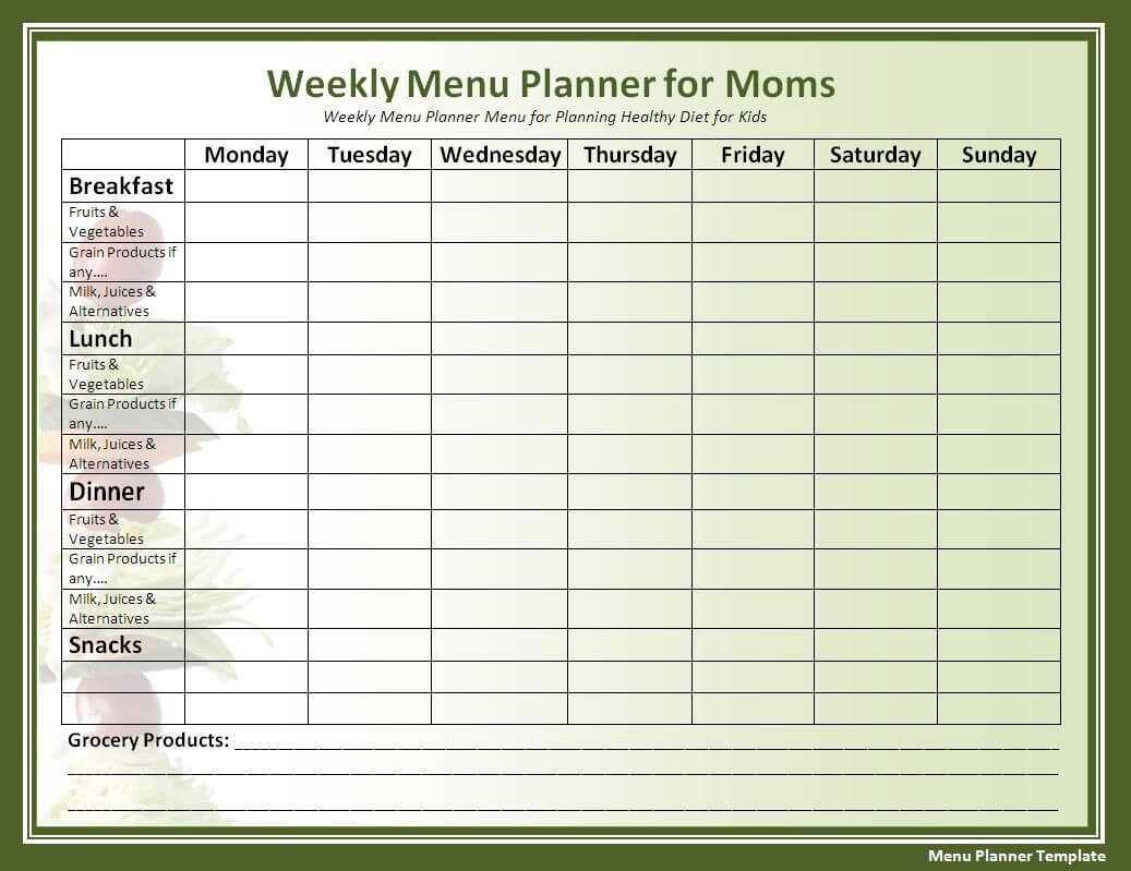 Menu Planner Template In 2019 | Menu Planners, Menu Planning Intended For Menu Planning Template Word