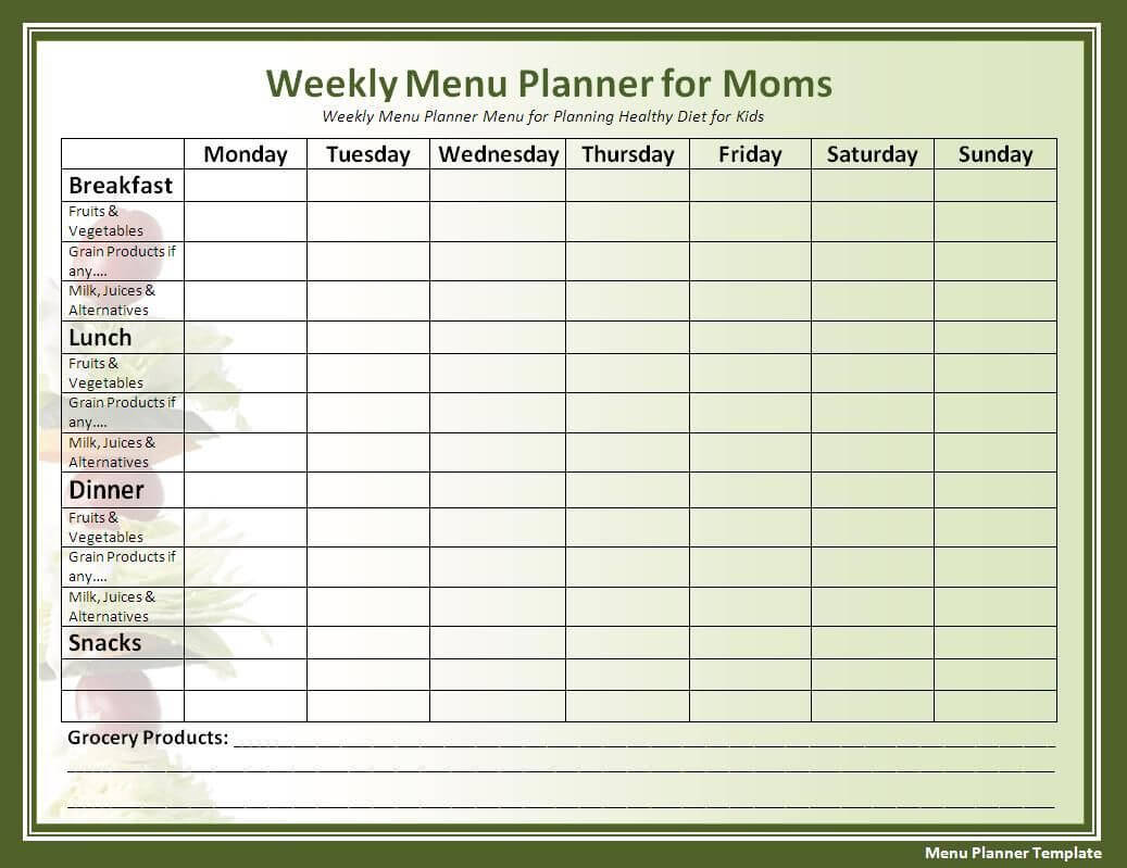 Menu Planner Template In 2019 | Menu Planners, Menu Planning Throughout Weekly Meal Planner Template Word