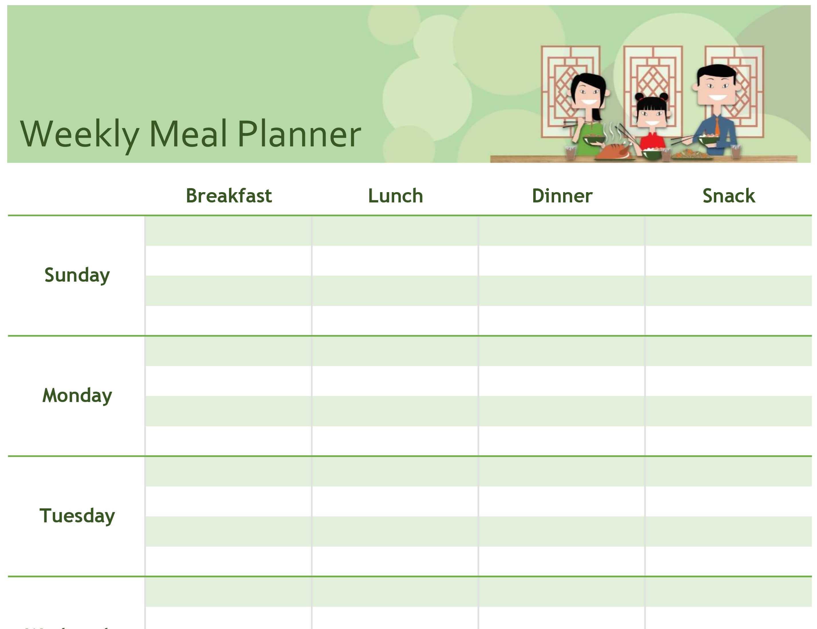 Menu Planning Template Word – Atlantaauctionco With Weekly Meal Planner Template Word