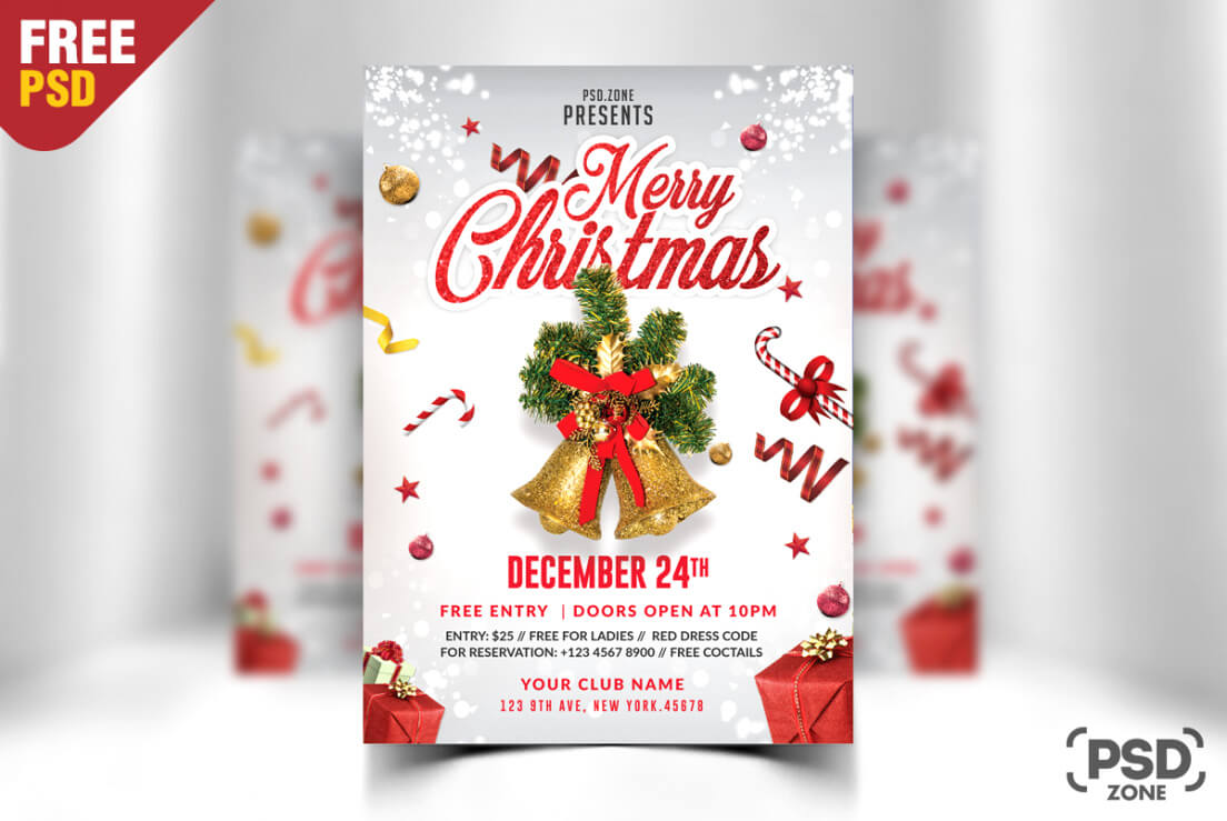 Merry Christmas Flyer Free Psd Psd Zone (Free Christmas For Christmas Brochure Templates Free