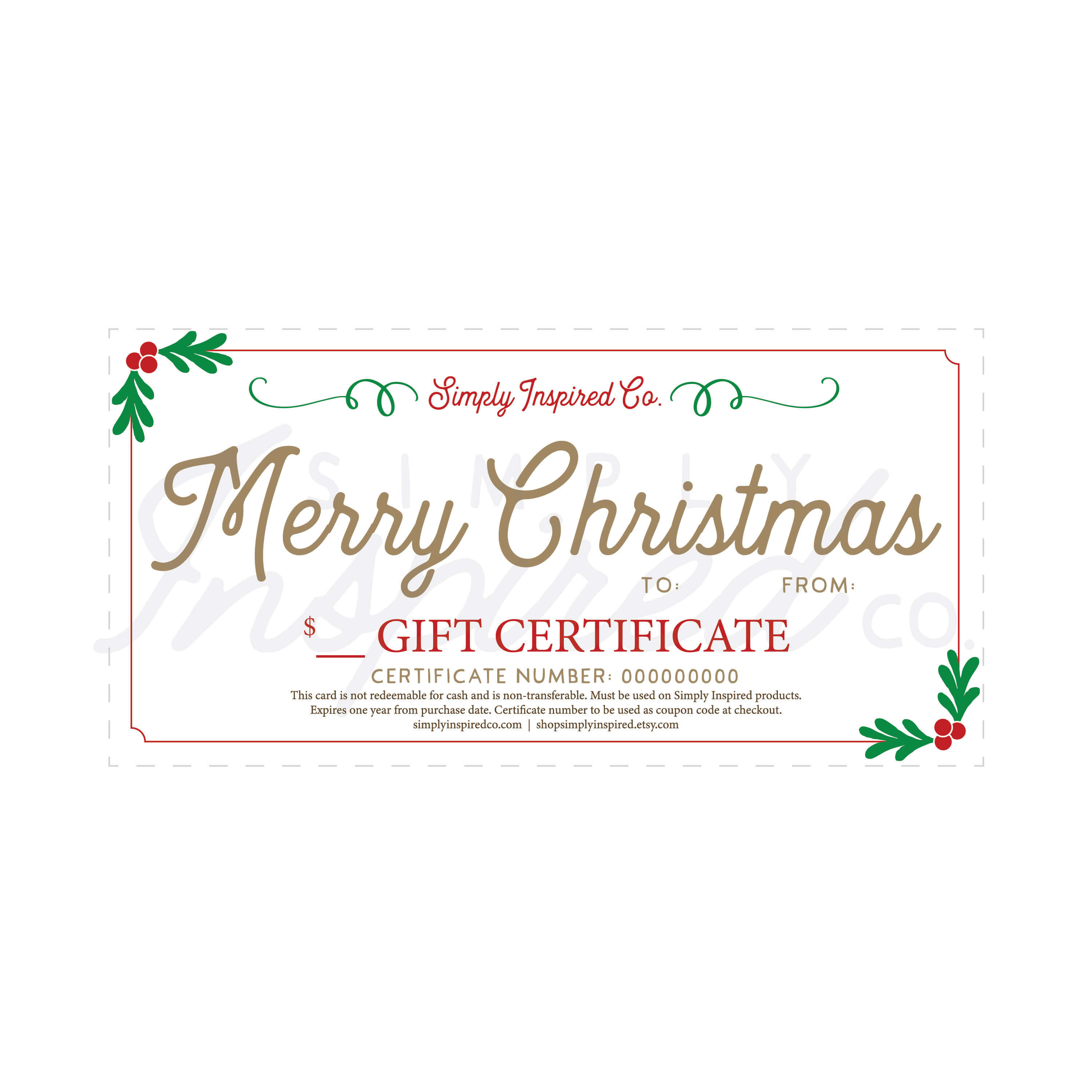 Merry Christmas Gift Certificate – Gift – Christmas – Gift Certificate –  Holidays – Giving – Presents – Gift Card – Simply Inspired With Merry Christmas Gift Certificate Templates