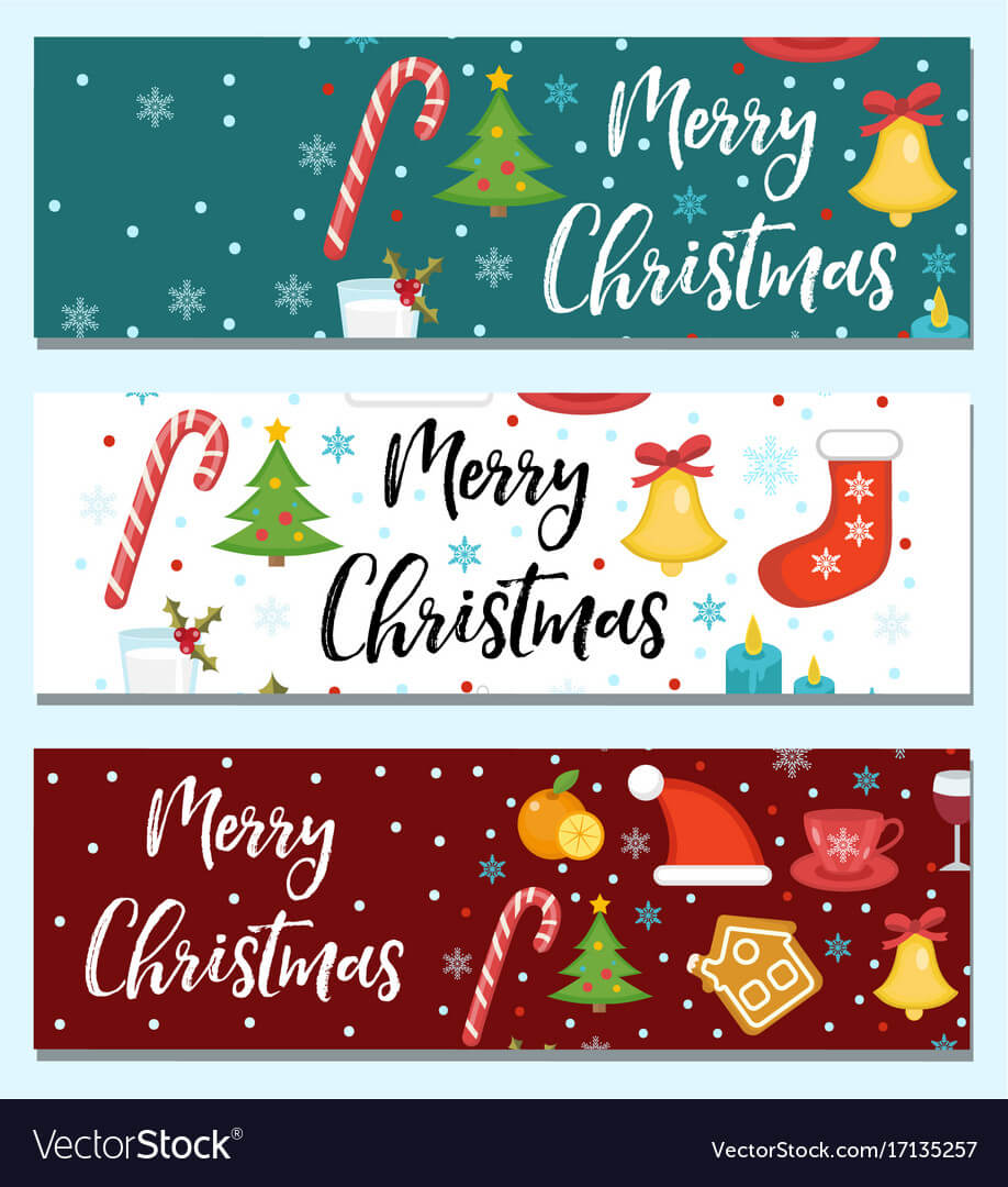 Merry Christmas Set Of Banners Template With Regarding Merry Christmas Banner Template