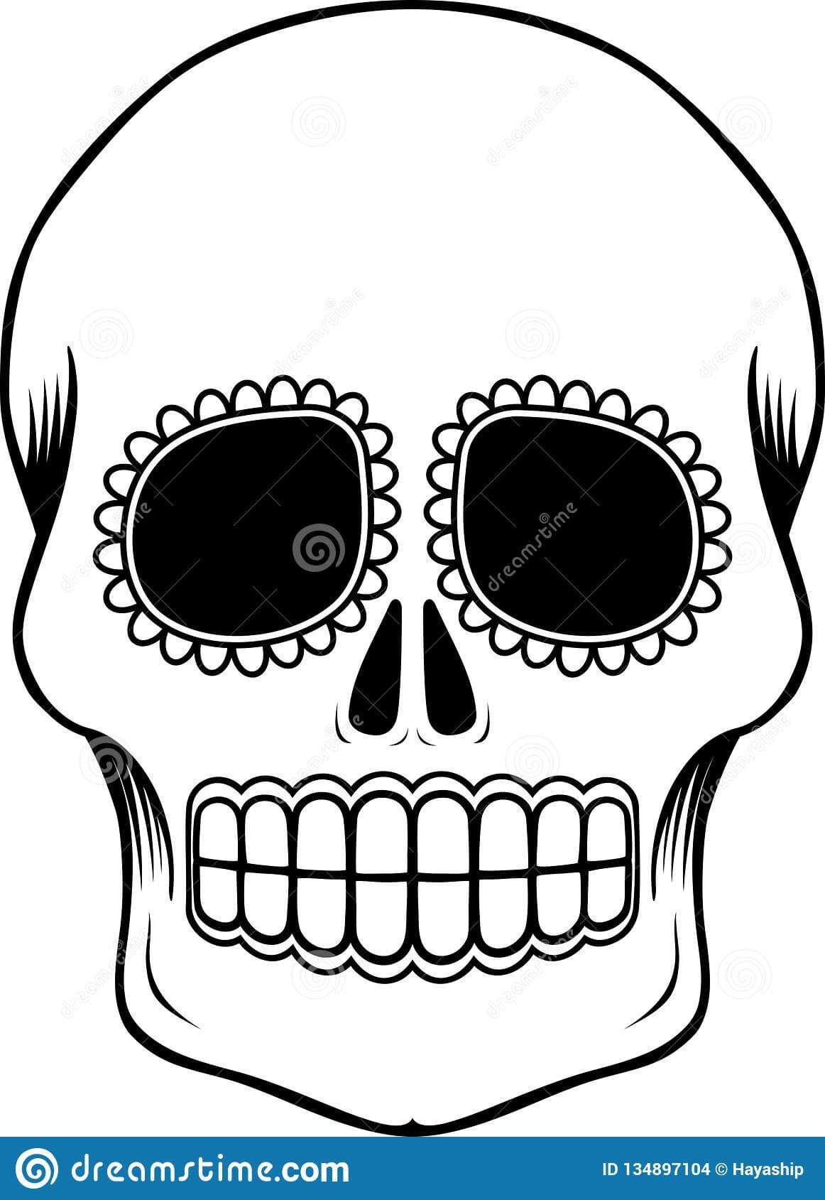 Mexican Sugar Skull Template Stock Vector – Illustration Of Pertaining To Blank Sugar Skull Template